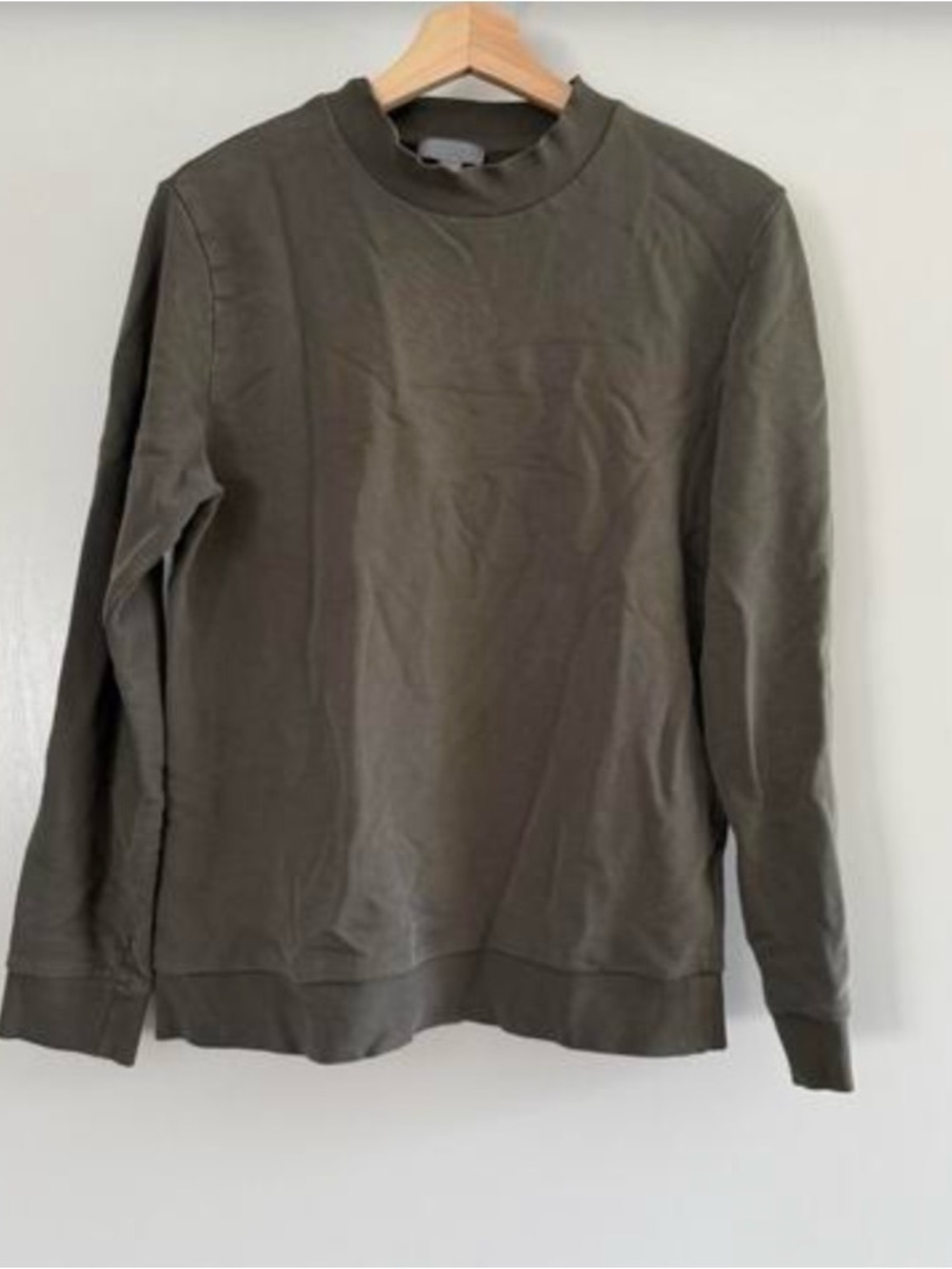 COS Olive Green Faded Crewneck Long-Sleeve Sweater Size Small